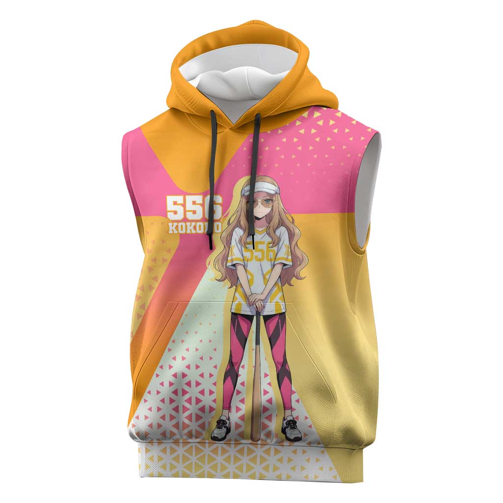 Kokoro Sleeveless Hoodie Sunset Gradient Baseball Anime Style