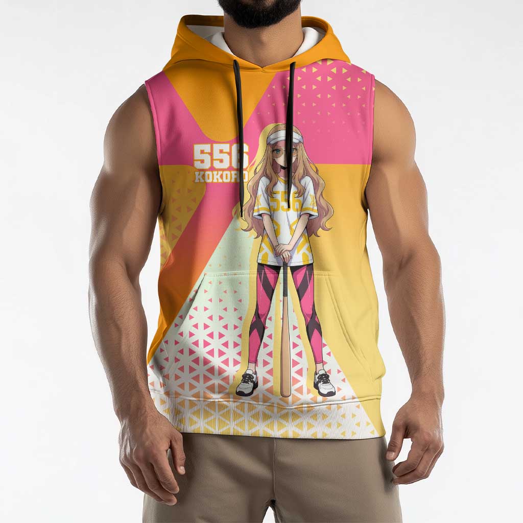Kokoro Sleeveless Hoodie Sunset Gradient Baseball Anime Style