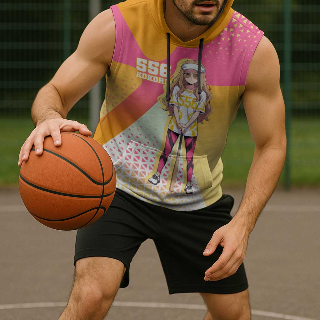 Kokoro Sleeveless Hoodie Sunset Gradient Baseball Anime Style
