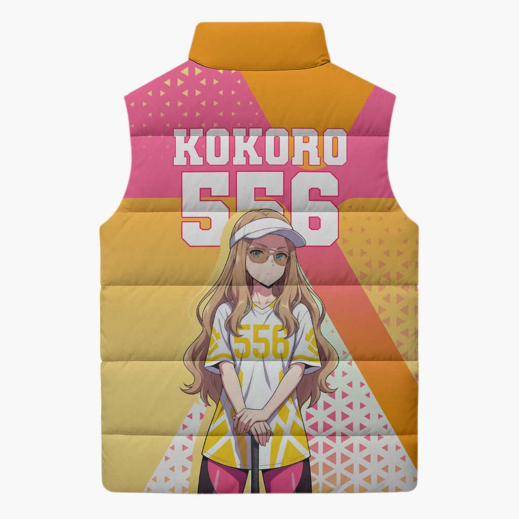 Kokoro Sleeveless Puffer Jacket Sunset Gradient Baseball Anime Style