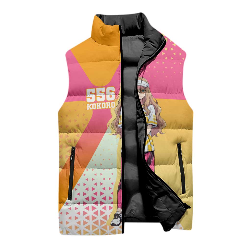 Kokoro Sleeveless Puffer Jacket Sunset Gradient Baseball Anime Style
