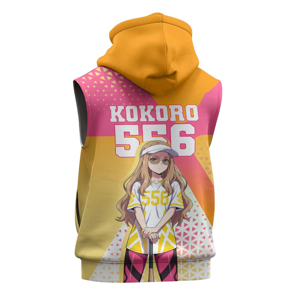 Kokoro Sleeveless Zip Hoodie Sunset Gradient Baseball Anime Style