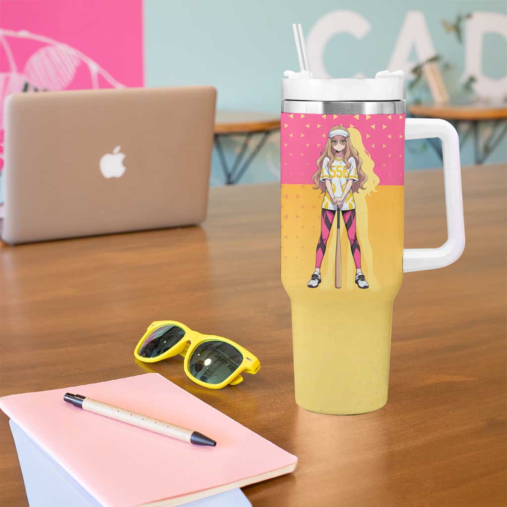 Kokoro Tumbler With Handle Sunset Gradient Baseball Anime Style