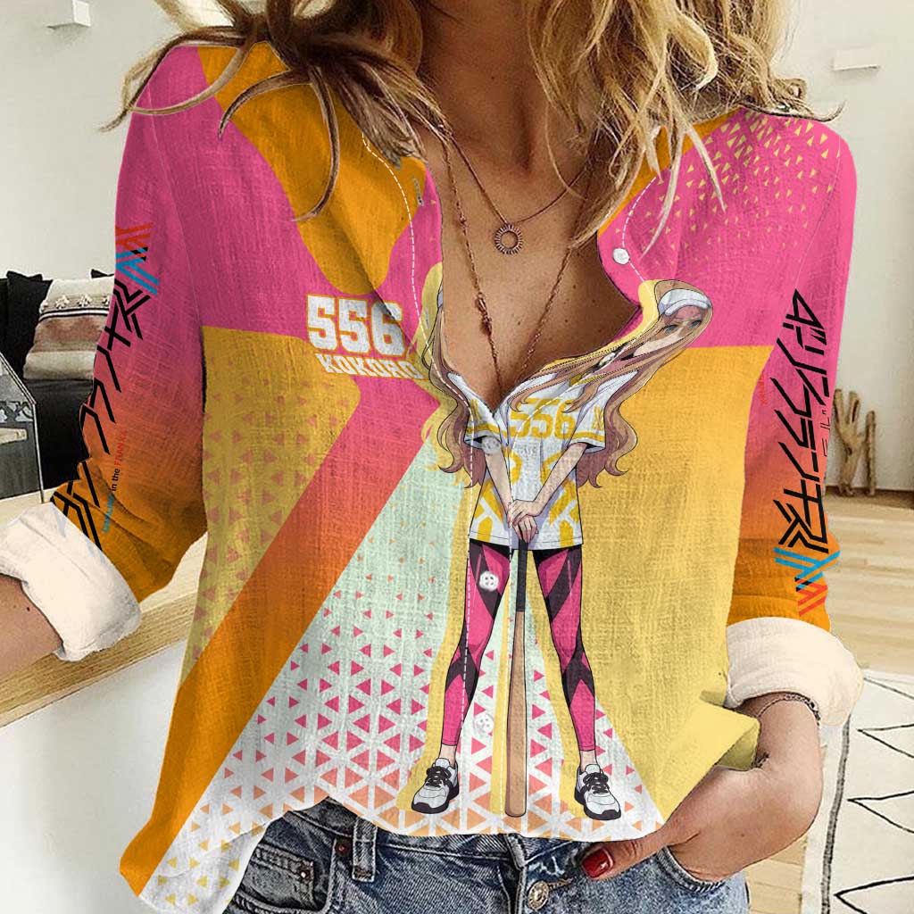 Kokoro Women Casual Shirt Sunset Gradient Baseball Anime Style