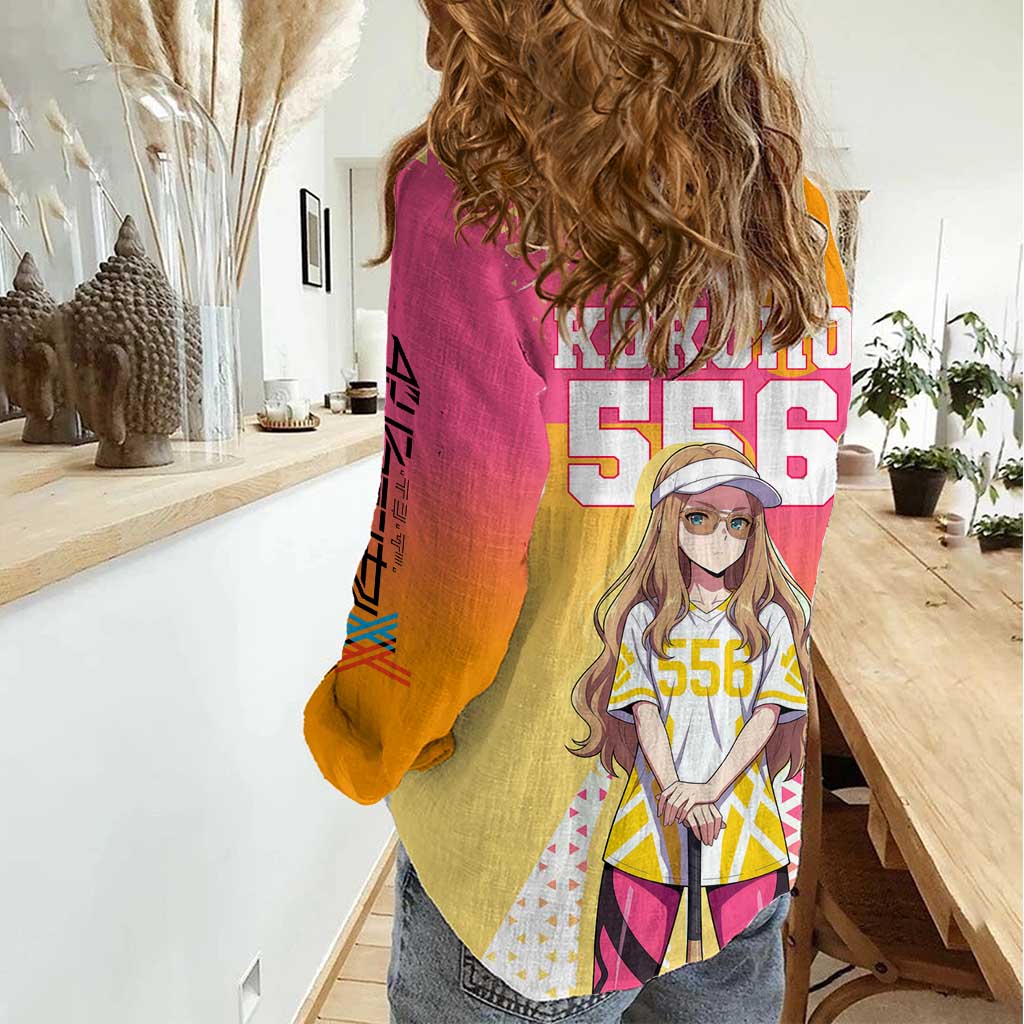 Kokoro Women Casual Shirt Sunset Gradient Baseball Anime Style