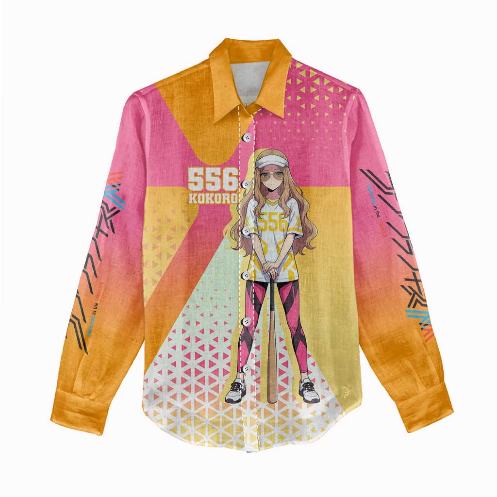 Kokoro Women Casual Shirt Sunset Gradient Baseball Anime Style