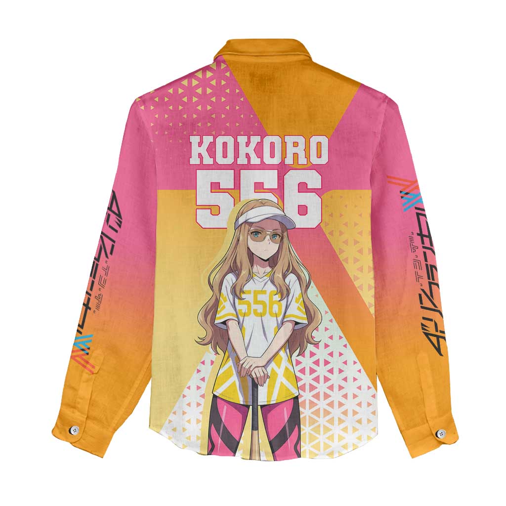 Kokoro Women Casual Shirt Sunset Gradient Baseball Anime Style