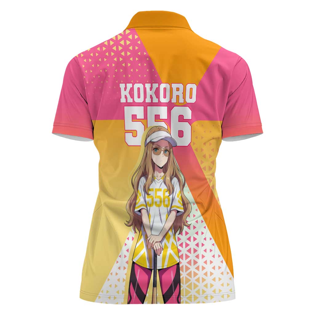 Kokoro Women Polo Shirt Sunset Gradient Baseball Anime Style