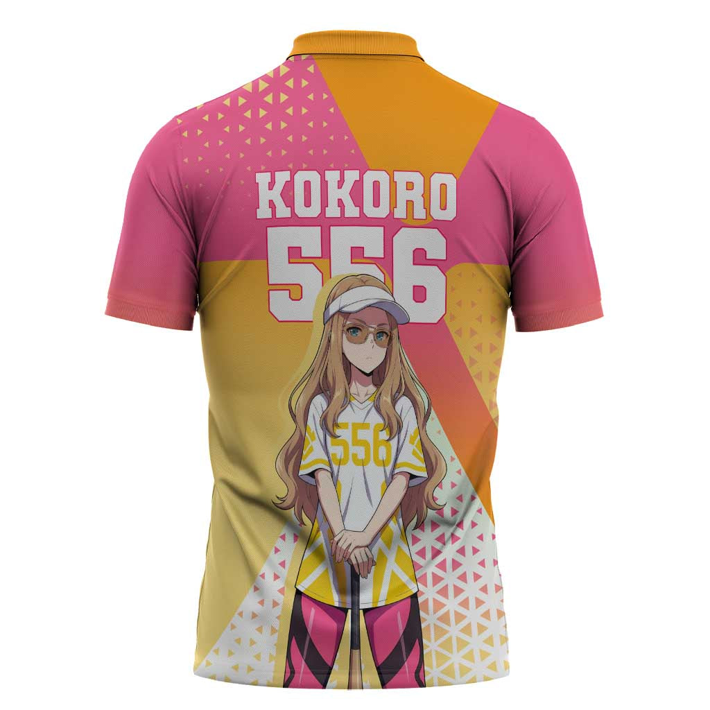 Kokoro Zipper Polo Shirt Sunset Gradient Baseball Anime Style