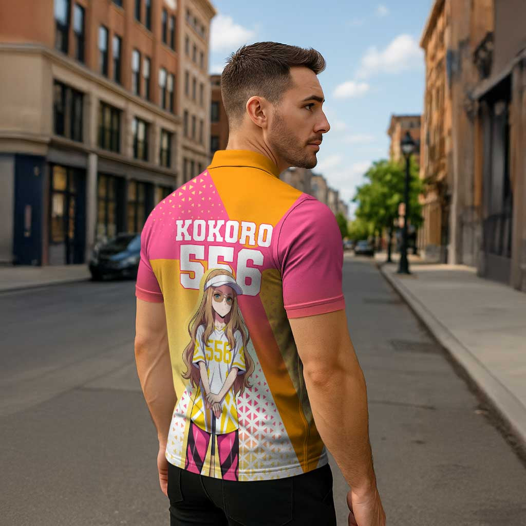 Kokoro Zipper Polo Shirt Sunset Gradient Baseball Anime Style