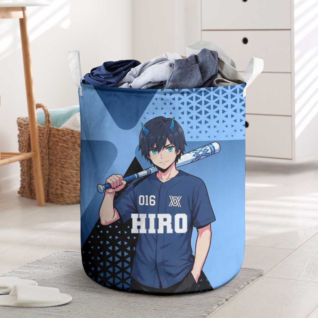 Hiro Laundry Basket Geometric Blue Baseball Anime Style