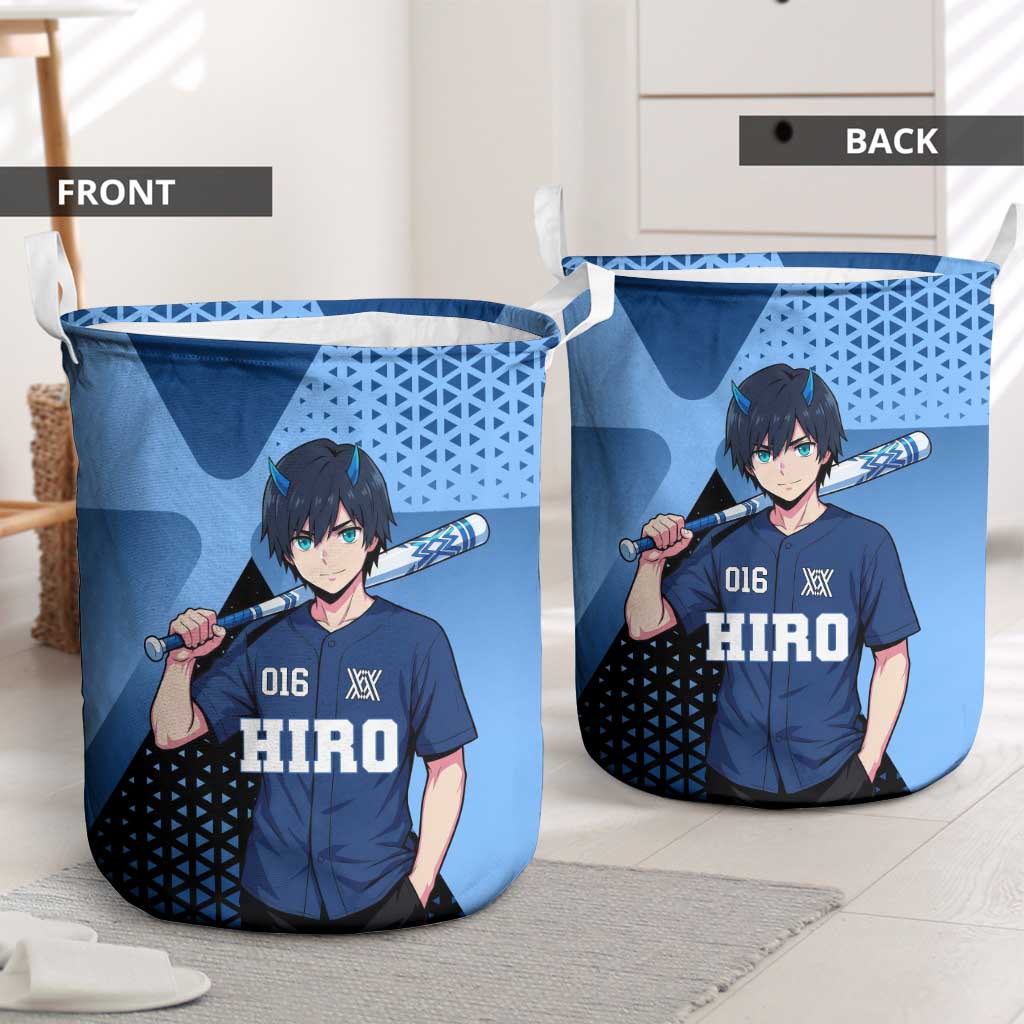 Hiro Laundry Basket Geometric Blue Baseball Anime Style