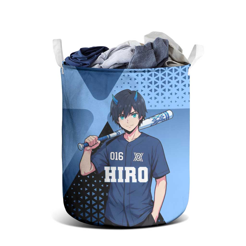Hiro Laundry Basket Geometric Blue Baseball Anime Style