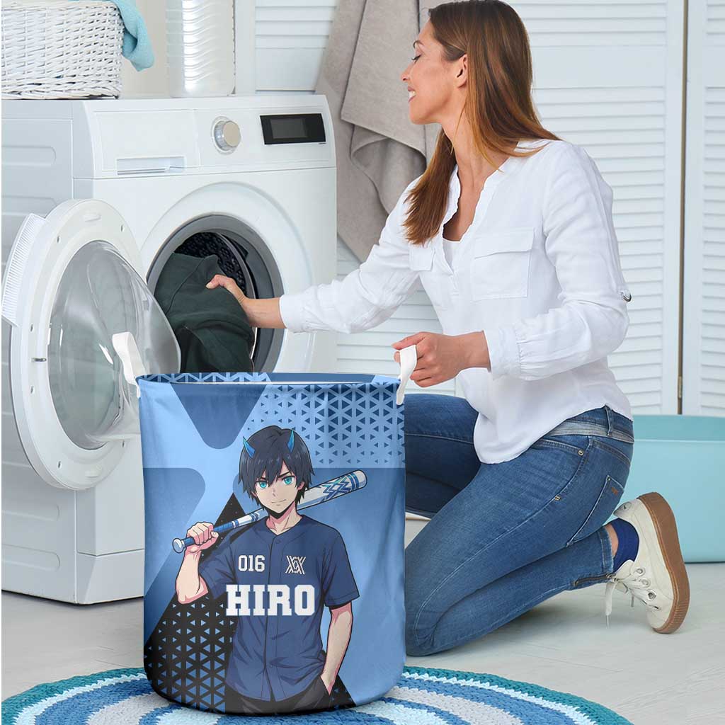 Hiro Laundry Basket Geometric Blue Baseball Anime Style