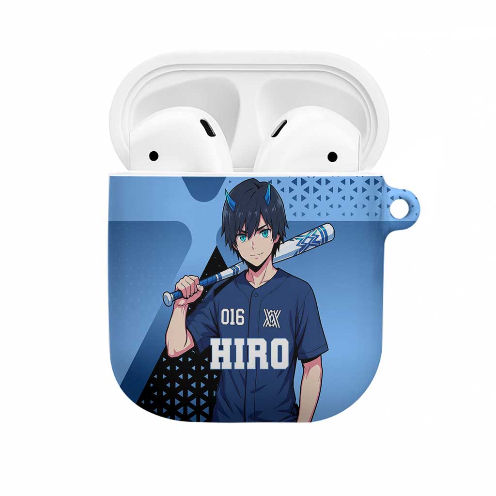 Hiro AirPods Case Geometric Blue Baseball Anime Style