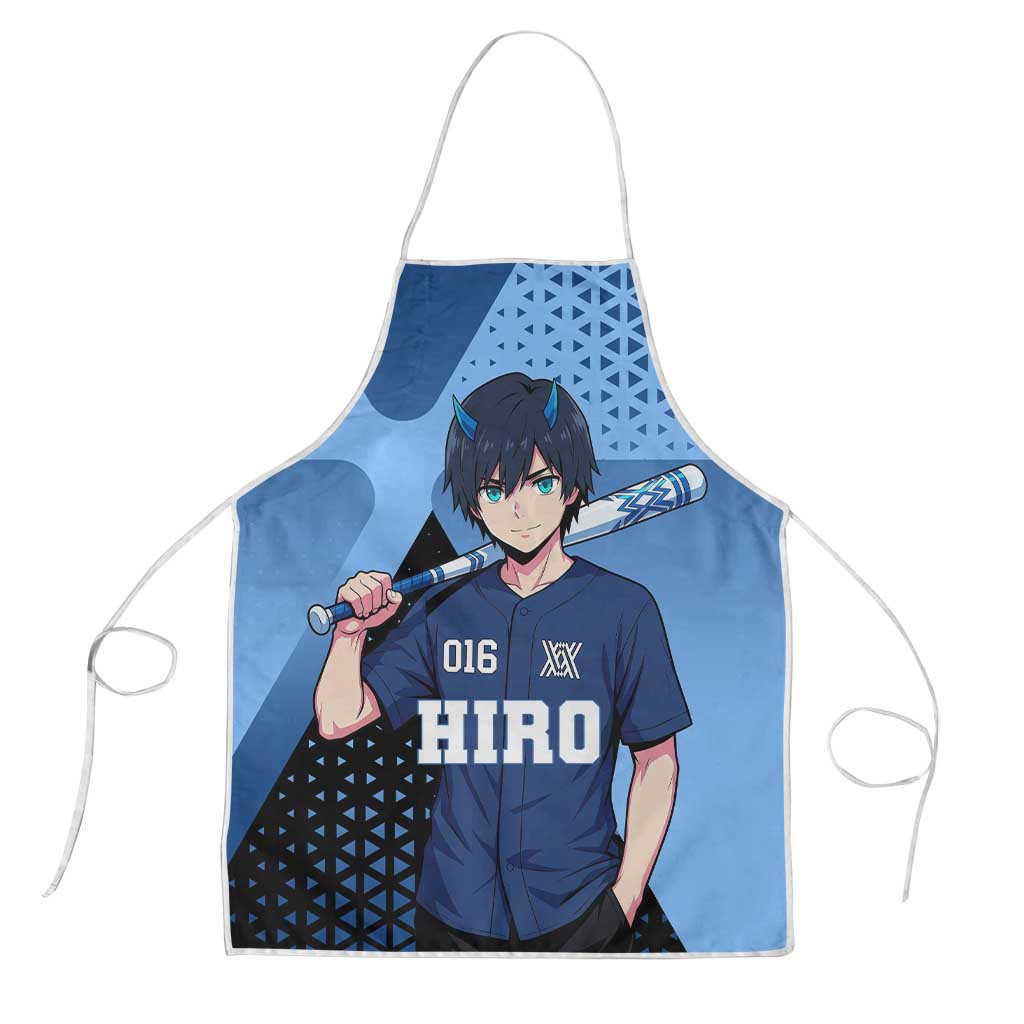Hiro Apron Geometric Blue Baseball Anime Style