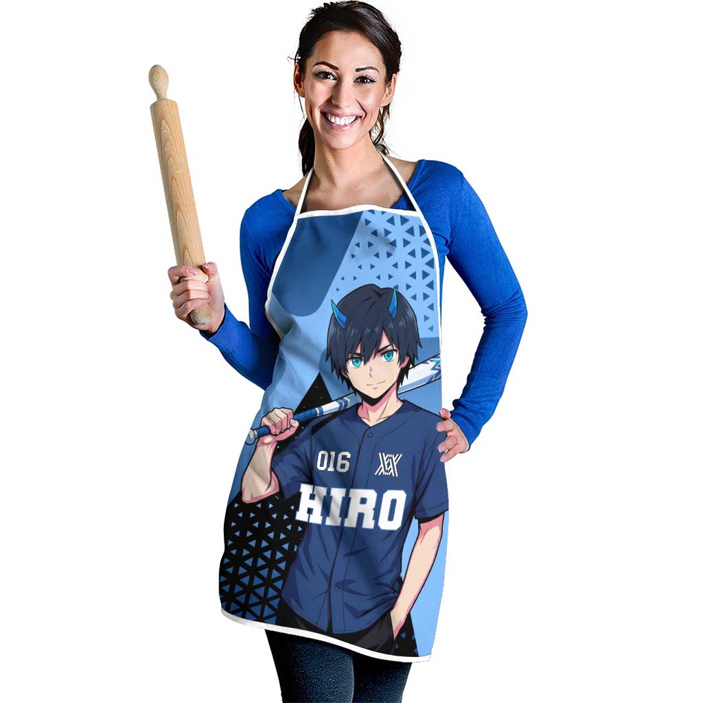 Hiro Apron Geometric Blue Baseball Anime Style