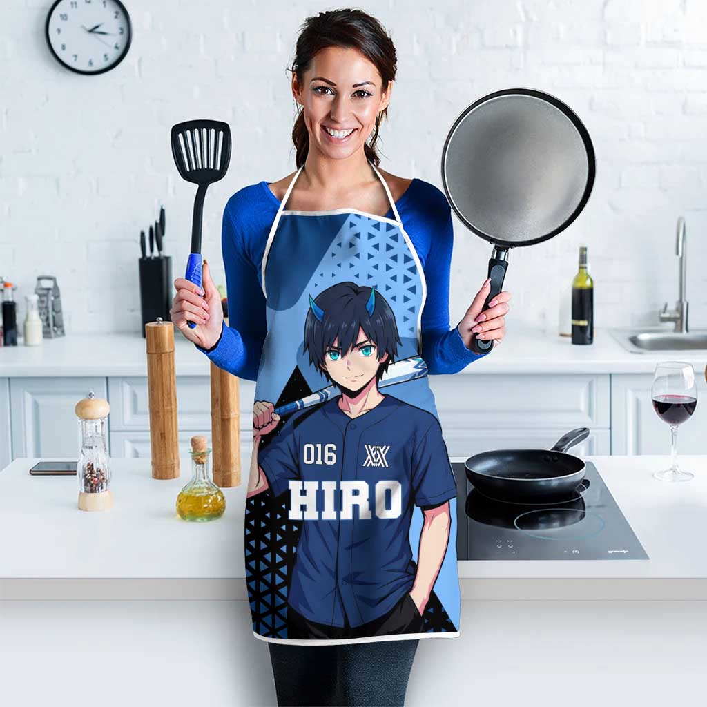 Hiro Apron Geometric Blue Baseball Anime Style