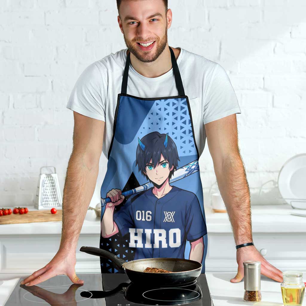 Hiro Apron Geometric Blue Baseball Anime Style