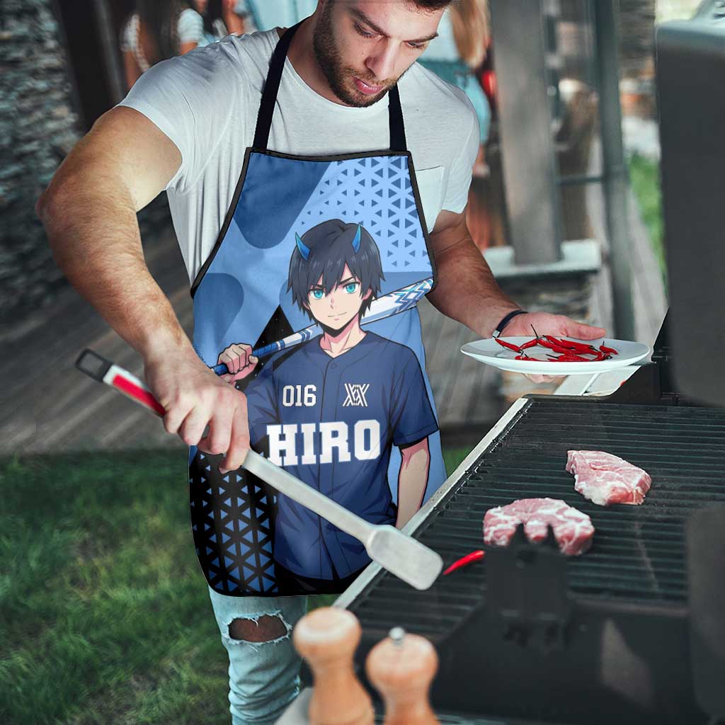 Hiro Apron Geometric Blue Baseball Anime Style
