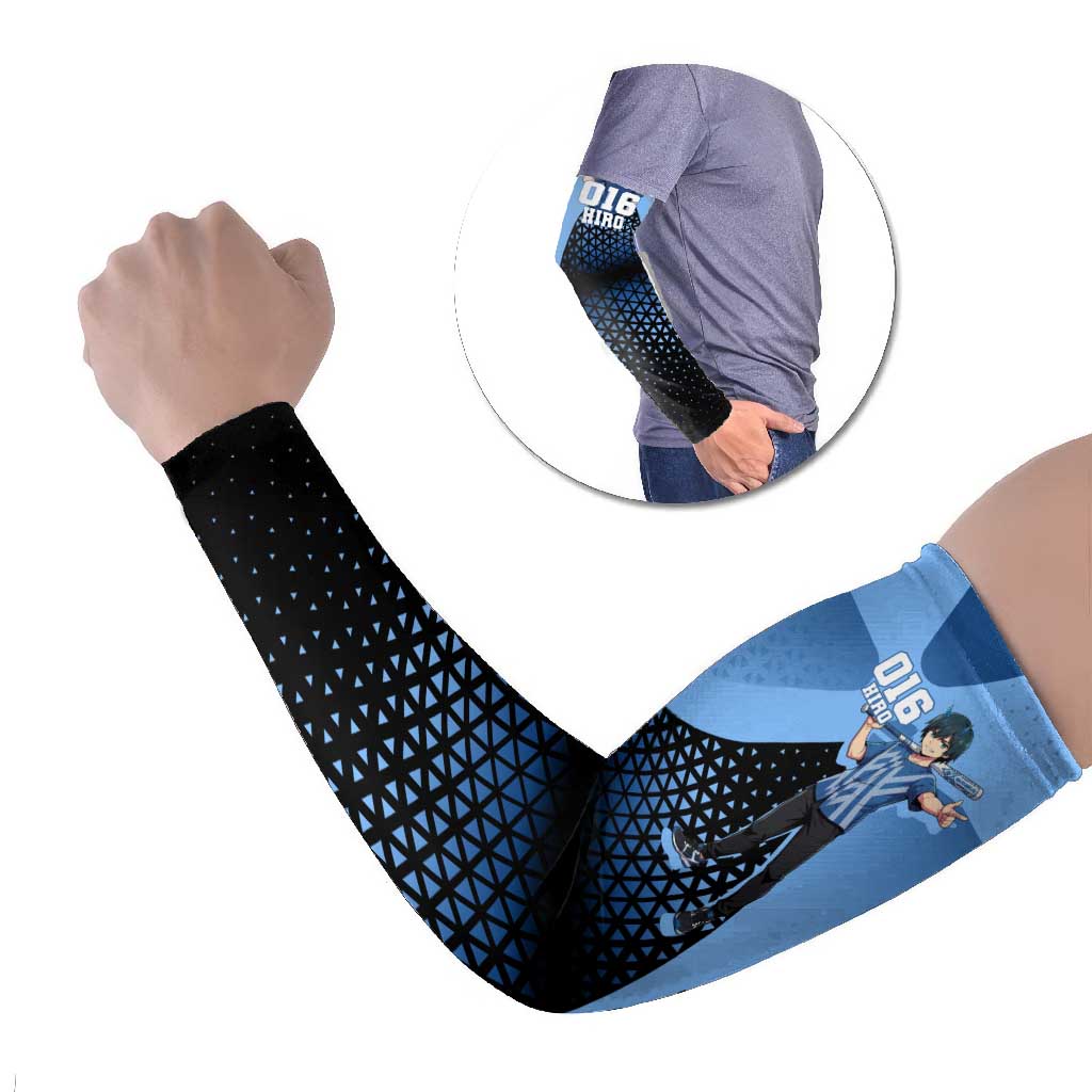 Hiro Arm Sleeves Geometric Blue Baseball Anime Style