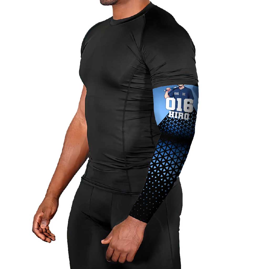 Hiro Arm Sleeves Geometric Blue Baseball Anime Style