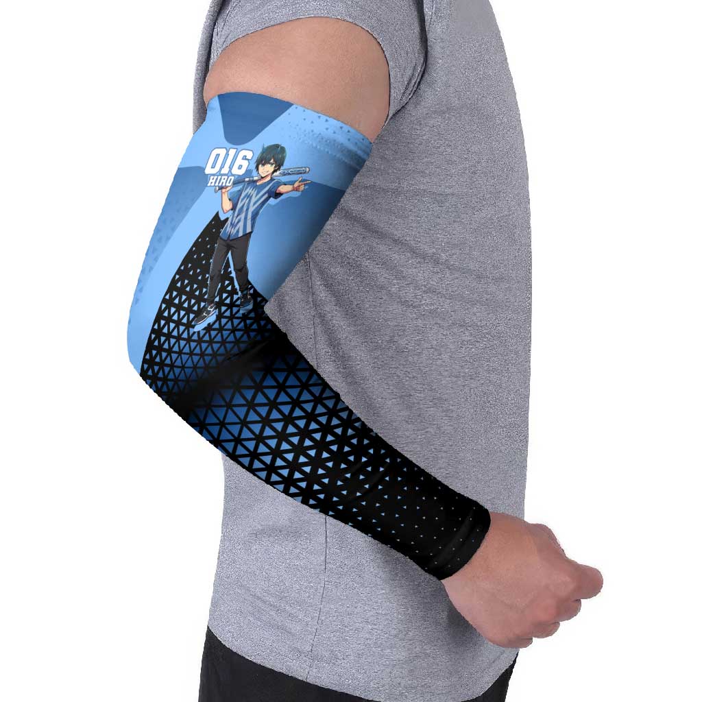 Hiro Arm Sleeves Geometric Blue Baseball Anime Style