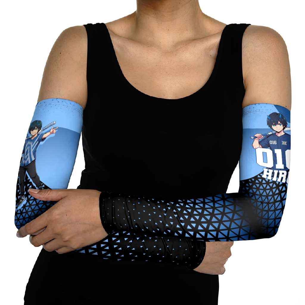 Hiro Arm Sleeves Geometric Blue Baseball Anime Style