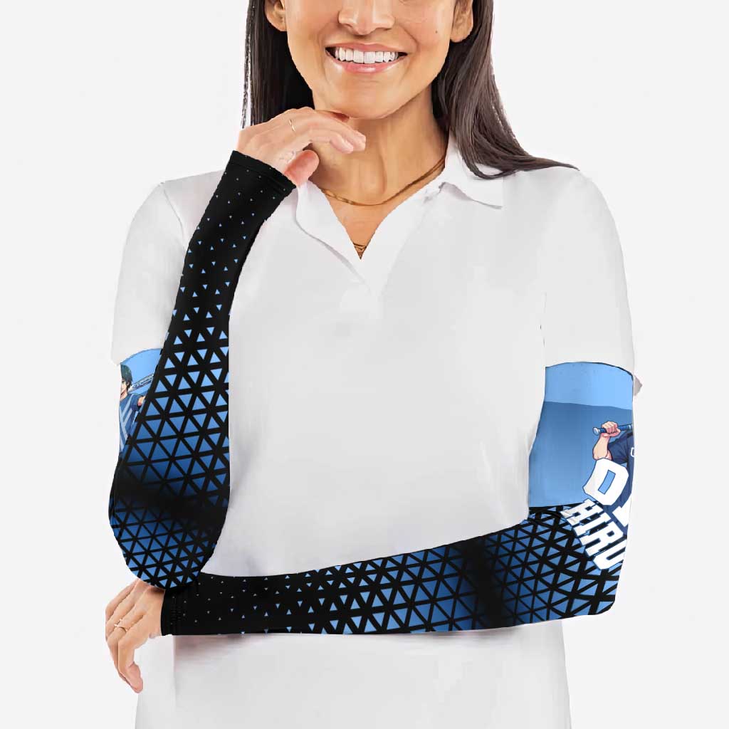 Hiro Arm Sleeves Geometric Blue Baseball Anime Style