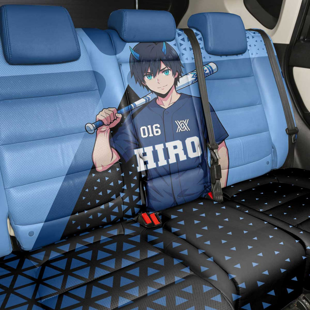Hiro Back Car Seat Cover Geometric Blue Baseball Anime Style