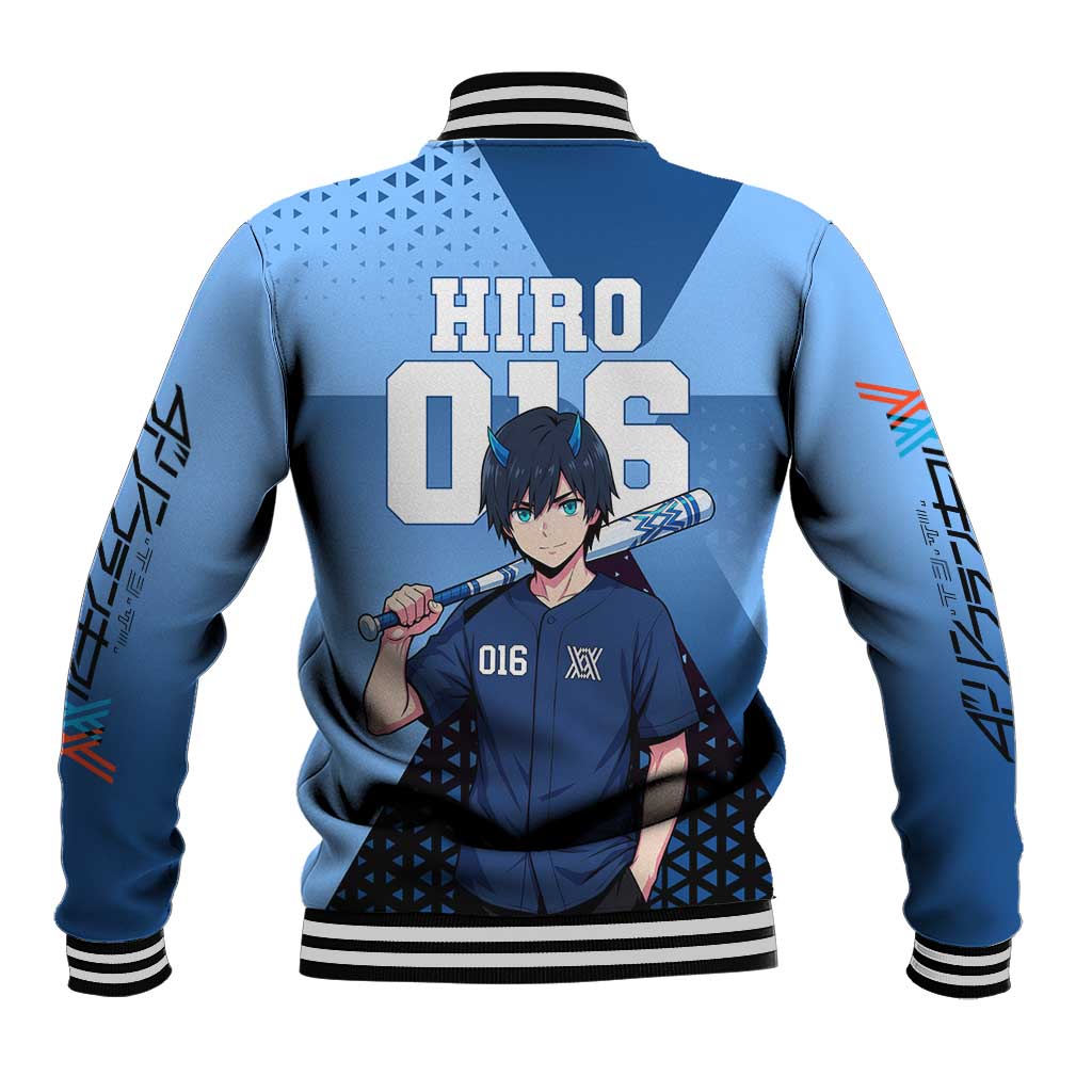 Hiro Baseball Jacket Geometric Blue Baseball Anime Style