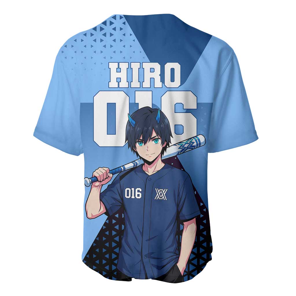 Hiro Baseball Jersey Geometric Blue Baseball Anime Style