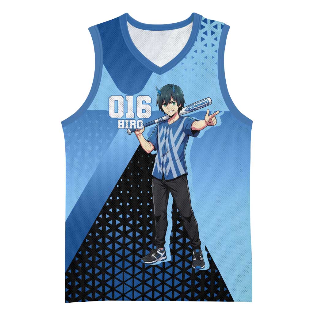 Hiro Basketball Jersey Geometric Blue Baseball Anime Style