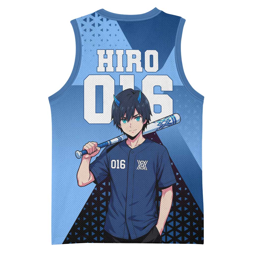 Hiro Basketball Jersey Geometric Blue Baseball Anime Style