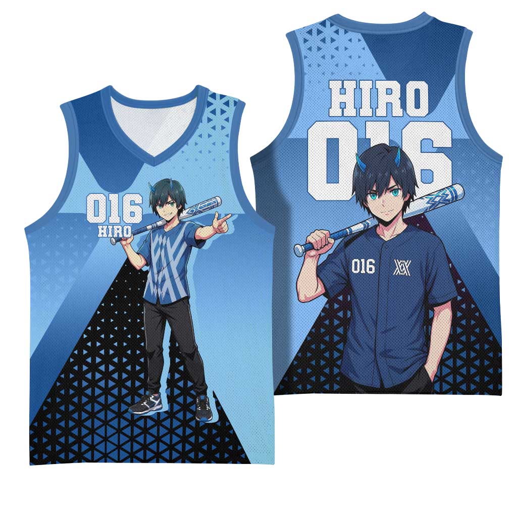 Hiro Basketball Jersey Geometric Blue Baseball Anime Style