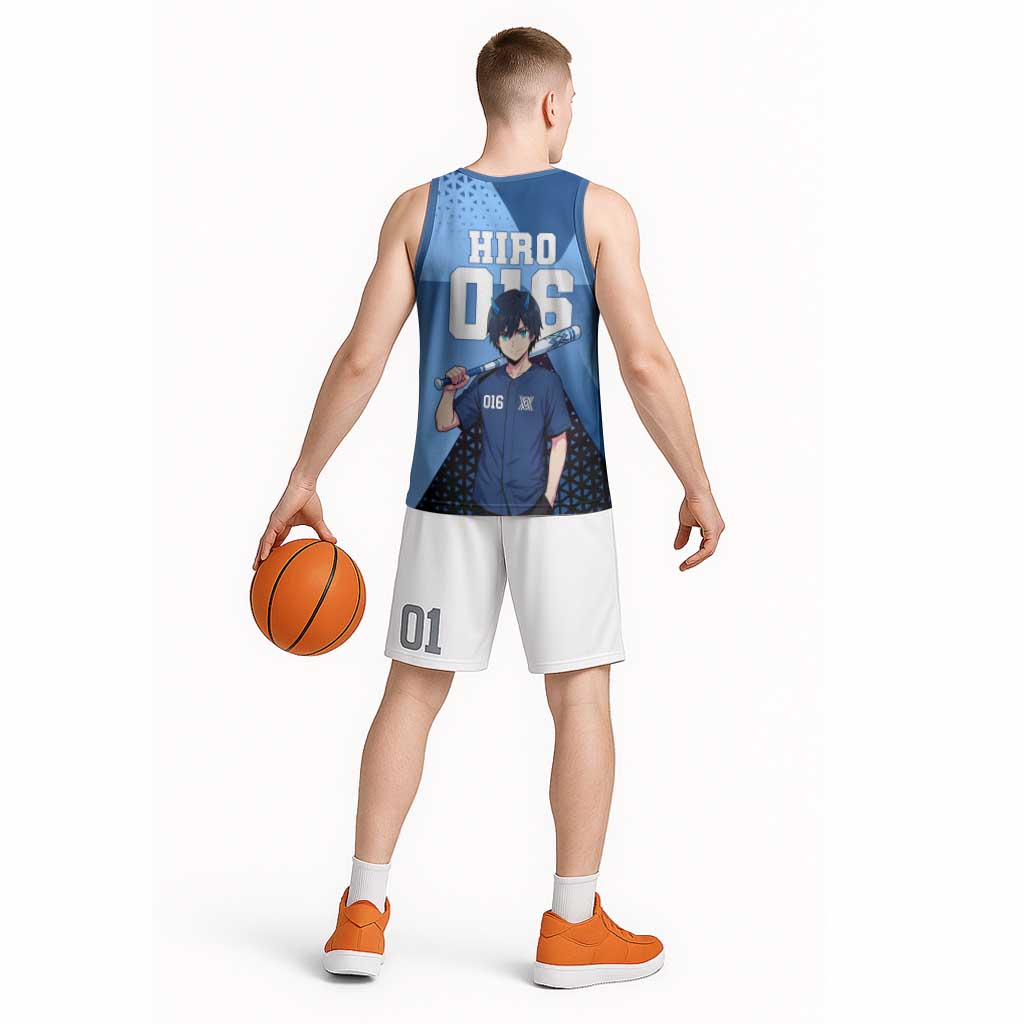 Hiro Basketball Jersey Geometric Blue Baseball Anime Style