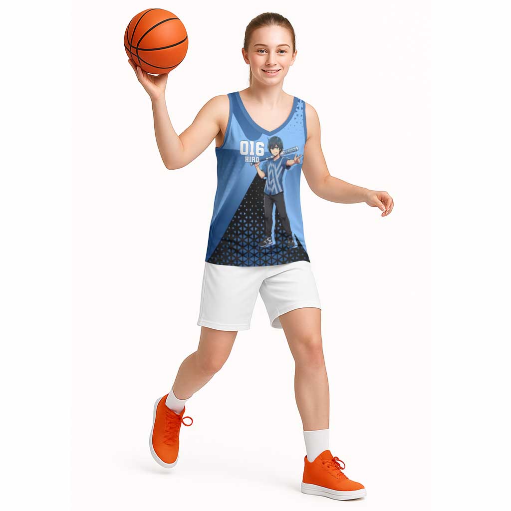 Hiro Basketball Jersey Geometric Blue Baseball Anime Style