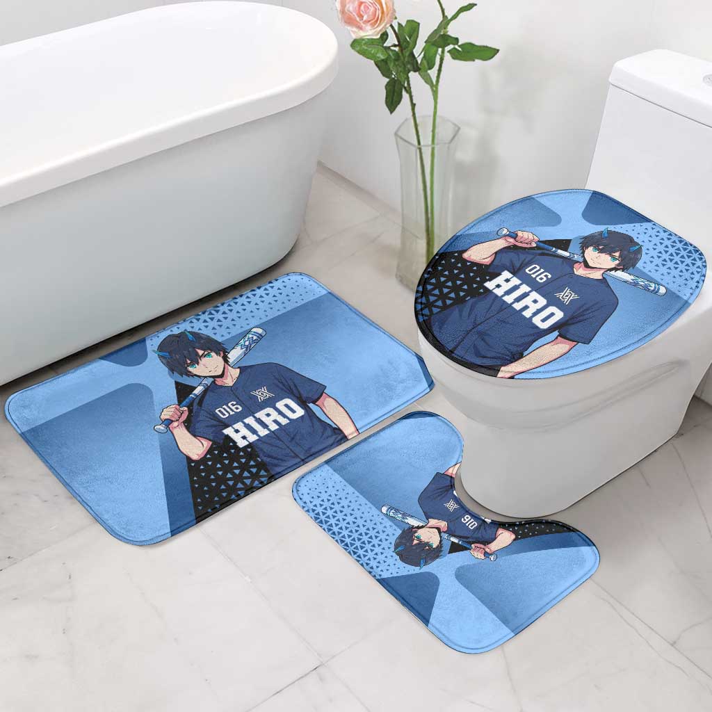 Hiro Bathroom Set Geometric Blue Baseball Anime Style