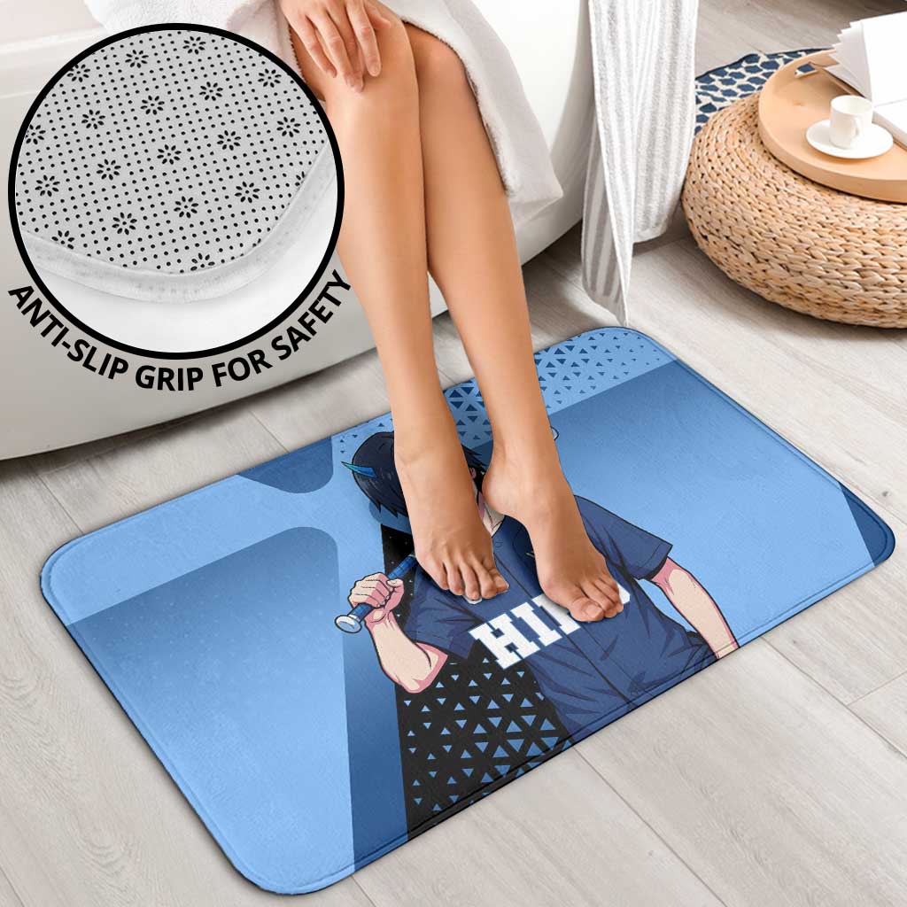 Hiro Bathroom Set Geometric Blue Baseball Anime Style