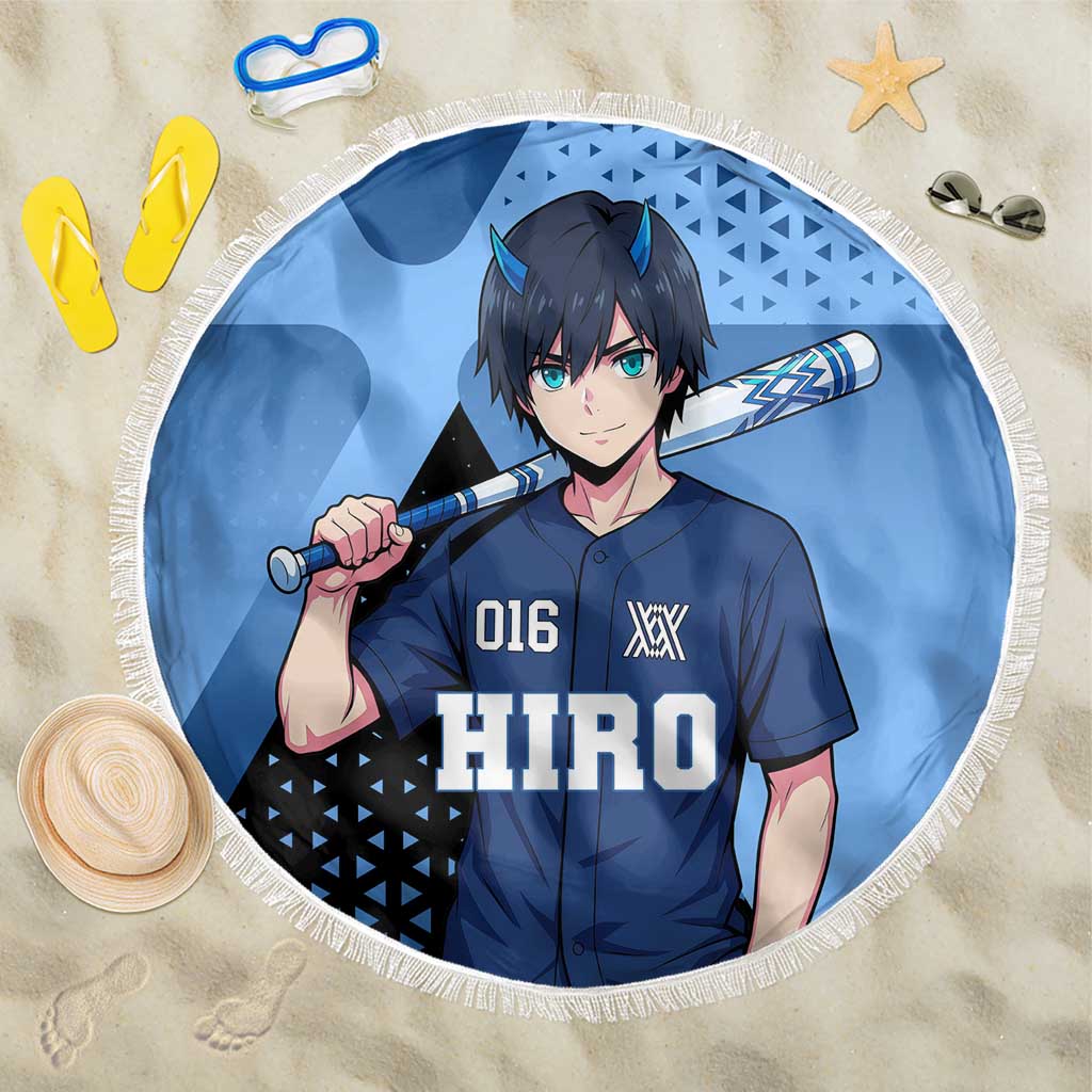 Hiro Beach Blanket Geometric Blue Baseball Anime Style