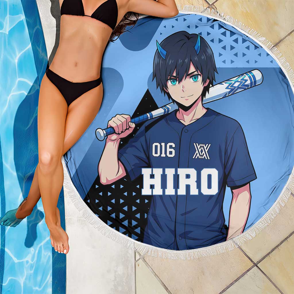 Hiro Beach Blanket Geometric Blue Baseball Anime Style