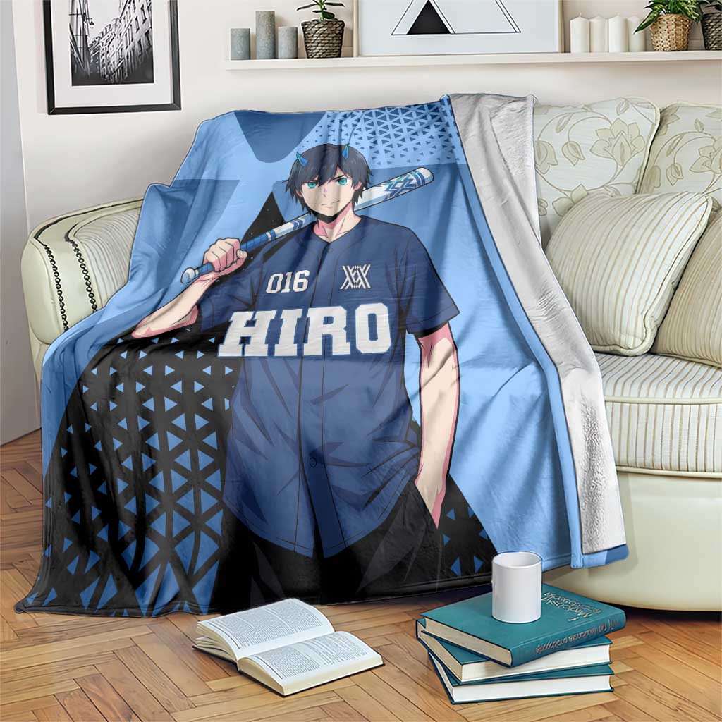 Hiro Blanket Geometric Blue Baseball Anime Style