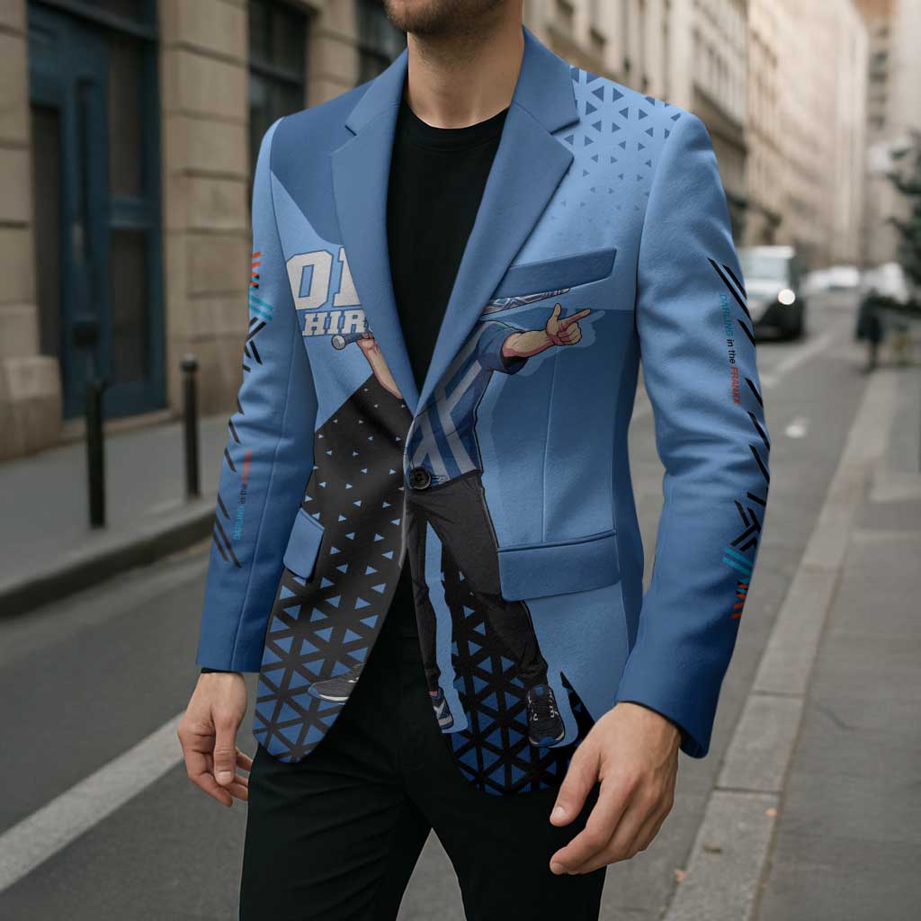 Hiro Blazer Geometric Blue Baseball Anime Style