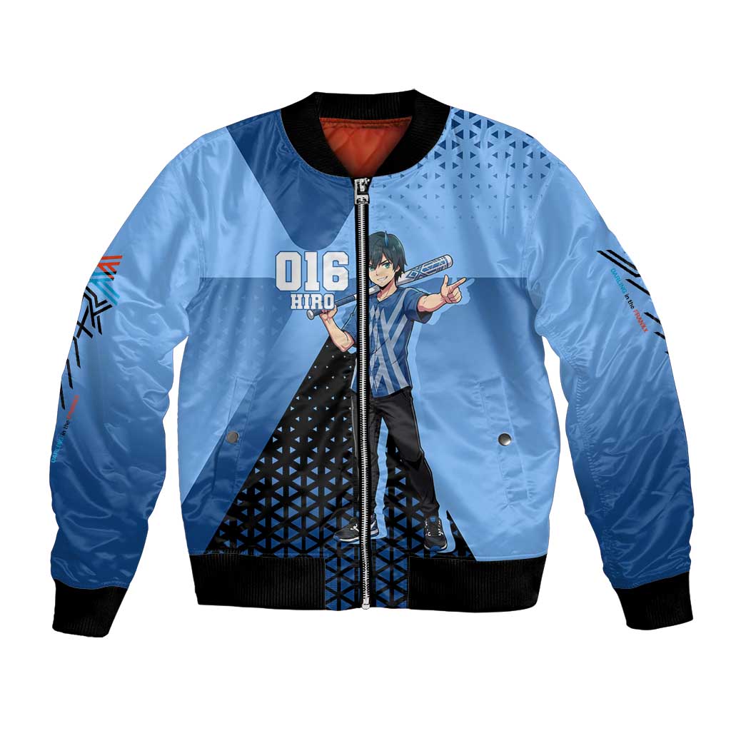 Hiro Bomber Jacket Geometric Blue Baseball Anime Style