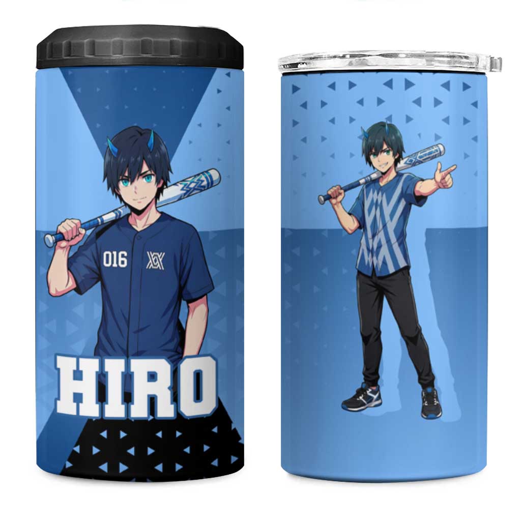 Hiro 4 in 1 Can Cooler Tumbler Geometric Blue Baseball Anime Style