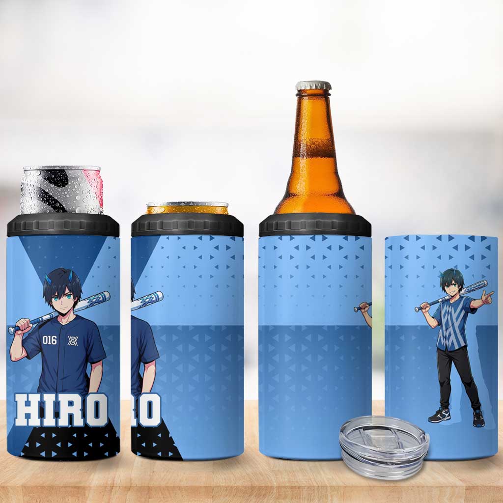 Hiro 4 in 1 Can Cooler Tumbler Geometric Blue Baseball Anime Style