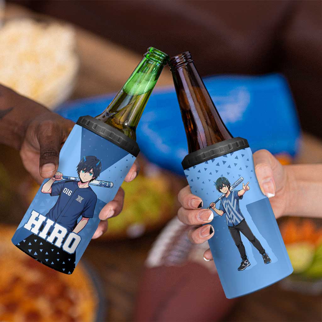 Hiro 4 in 1 Can Cooler Tumbler Geometric Blue Baseball Anime Style