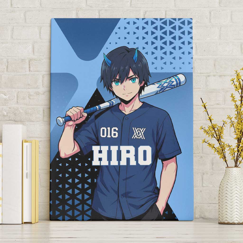 Hiro Canvas Wall Art Geometric Blue Baseball Anime Style