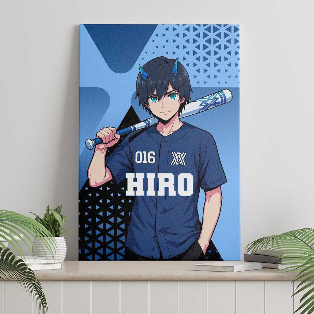 Hiro Canvas Wall Art Geometric Blue Baseball Anime Style