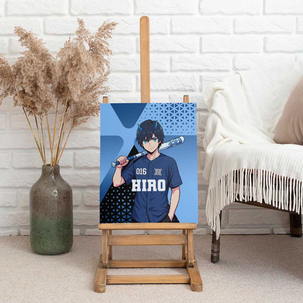 Hiro Canvas Wall Art Geometric Blue Baseball Anime Style